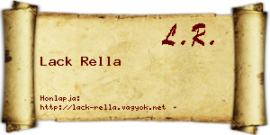 Lack Rella névjegykártya